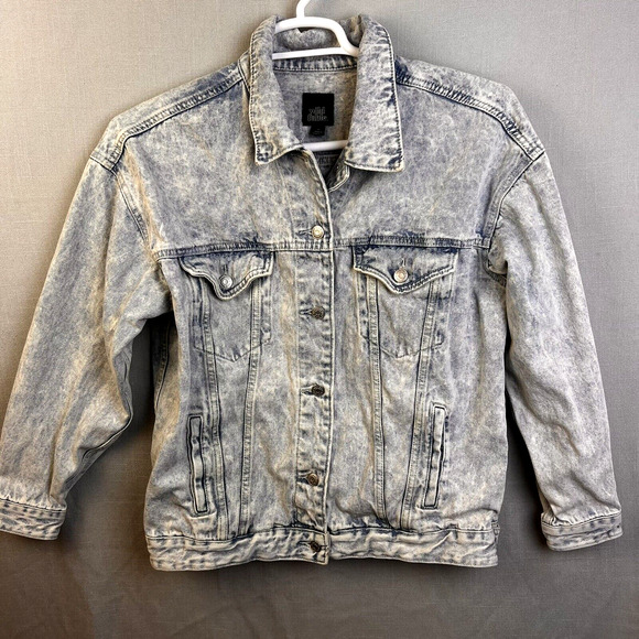Wild Fable Acid Washied Denim Jean Jacket Women's Medium Retro Streetwear Utilit - Picture 1 of 10